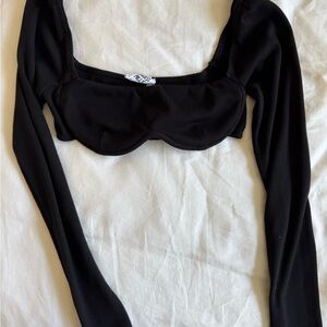 Trendy Black Long Sleeve Crop Top from Princess Polly